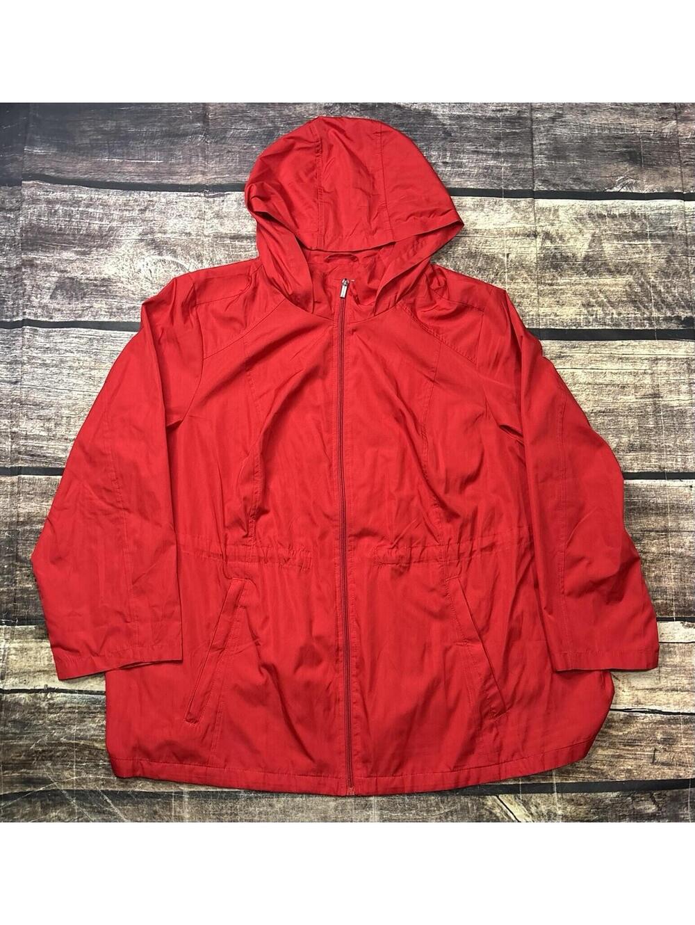 Susan Graver Jacket Womens 2XL Rain Windbreaker Packable Red